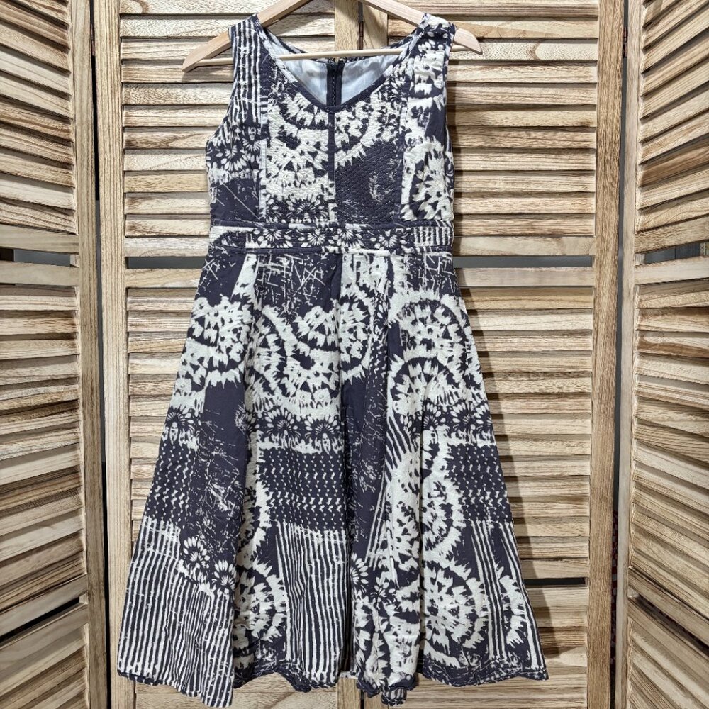 Boutique Quilted Cotton Midi Dress Size M Boho Chic